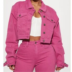 Pink Jean jacket with straps